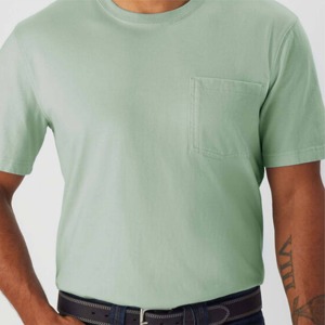 Men's Mint Green Cotton T-<b>Shirt</b> Regular Fit O-Neck Short Sleeve Casual Solid Color Jersey Knitted Plain Dyed - Product Image 5