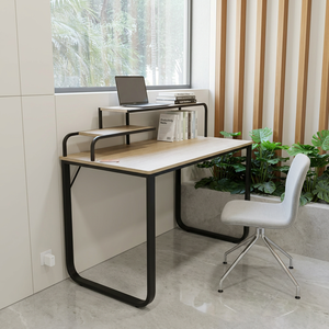 Mesa Moderna de Madera PB con Patas Metálicas, Estante de Almacenamiento, Muebles para Sala de Estar, Diseño Minimalista, Escritorio para el Hogar u Oficina, Lumetal - Product Image 4