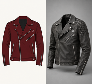 Blouson de motard en cuir |   Noir Bourgogne Gris Brun |   Fabricant OEM ODM |   Conception de qualité supérieure | - Product Image 4