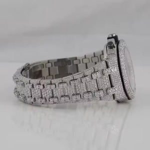 Luxury Iced Out Men's <b>Watch</b> Moissanite Cut Diamond Ceramic <b>Case</b> Mechanical Movement Barrel Shape Rubber Band Hip Hop Collection - Product Image 4