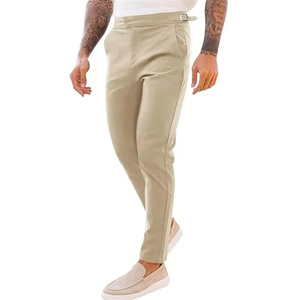 Pantalones de Hombre Color Borgoña, Corte Recto, Cintura Media, Antiarrugas, Estilo Casual Elegante con Bolsillos Laterales - Product Image 2