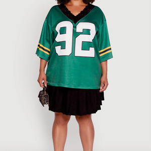 Maillot de football américain vert surdimensionné col en V en maille respirante streetwear logo personnalisé OEM marque privée fournisseur en gros USA - Product Image 6