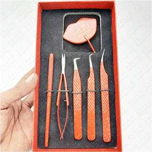Luxury Red Gold Eyelash Tweezers Set Stainless Steel Diamond Grip Handmade Professional Lash Extension <b>Tools</b> - Product Image 4
