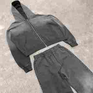 Conjunto de Sudadera con Capucha y Pantalones Jogger Holgados de Tela de Doble Capa, Estilo Casual, Básico, Personalizado por el Fabricante - Product Image 3