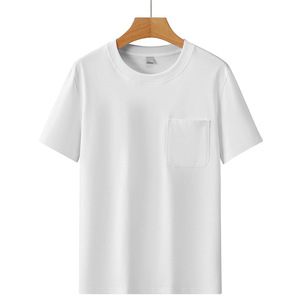 เสื้อยืดผู้ชาย OEM 230 กรัม ผ้าสองเส้น หนานุ่ม แขนสั้น มีกระเป๋า ทรงหลวม สีพื้น ผ้าฝ้ายลำลอง สกรีนโลโก้ได้ เสื้อยืดผู้ชาย - Product Image 4