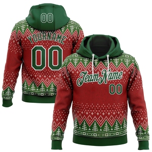 Pull-over à Capuche Sportif de Noël 3D Rouge, Vert et Blanc, Nouveau Design Personnalisé, Brodé, Vente en Gros Directe pour l'Industrie - Product Image 1
