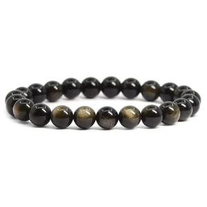 Natural Golden <b>Obsidian</b> <b>Bracelet</b> Black <b>Obsidian</b> Beaded <b>Bracelet</b> For Healing Reiki Energy Jewelry Wholesale 8mm - Product Image 1