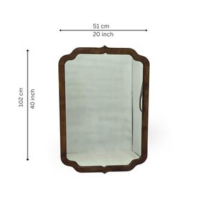Espejo de Pared con Marco de Madera, Acabado Desgastado, Espejo Decorativo con Esquinas Arqueadas para Baño, Dormitorio, Sala de Estar - Product Image 6