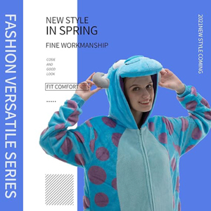 Pyjama personnalisé unisexe en polaire corail moelleux à capuche, motif personnage monstre, pour cosplay anime, tenue de nuit chaude d'hiver, assorti pour la famille - Product Image 2