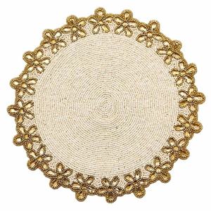 Hot Selling Round Floral Glass Beaded <b>Table</b> Mat Handmade Glass Beads Place Mat For Dining Thanksgiving & Festive <b>Decor</b> - Product Image 1