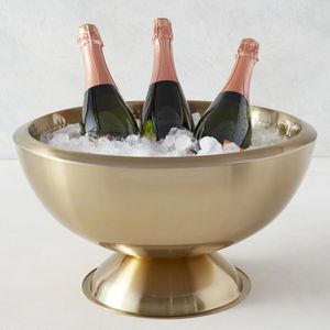 Modern Round Metal <b>Ice</b> Bucket with Double Handles Insulated Beverage <b>Cooler</b> for Parties Wine and Beer Chiller - Product Image 5