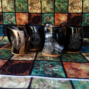 Taza de Cerveza Hecha a Mano de Cuerno de Búfalo con Opción de Logotipo Personalizado, Estilo Taza de Cerveza de Cuerno de Búfalo para Regalos y Fiestas - Product Image 1