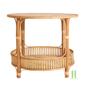 Meilleure vente en gros : Table à manger ronde en rotin naturel fait main, table basse en osier, mobilier de maison écologique, décoration de salon - Product Image 2