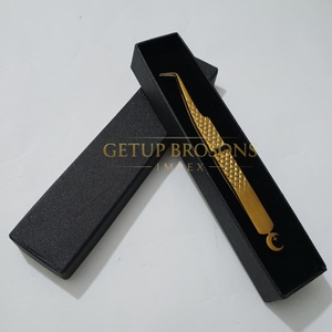 Pinzas de Extensión de Pestañas de Alta Calidad GETUP BROSONS IMPEX, de Acero Inoxidable Dorado con Plasma, Antiestáticas, con Punta Suave, Juego de Pinzas con Logotipo Personalizado - Product Image 3