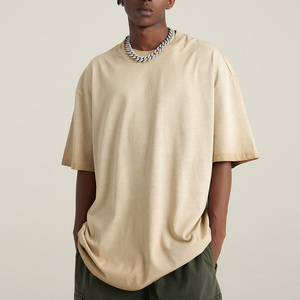 Camiseta Oversize de Alta Calidad al por Mayor para Hombre, Camisetas Vintage con Hombros Caídos, Lavado Ácido, Camiseta Blanca 100% Algodón - Product Image 1