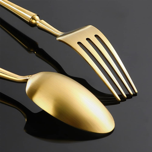 Stainless Steel Satin Gold Flatware <b>Set</b> for Weddings Hotels <b>Restaurants</b> Parties Luxury Dining Tableware - Product Image 4