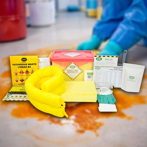 20L Chemical Spill Kit Clear <b>Box</b> Hazmat with Absorbent Pads <b>Socks</b> PPE for Acid Chemical Liquid Spill Industrial Use - Product Image 1