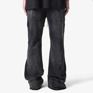 Men's <b>Trousers</b> Streetwear Heavyweight Stacked Flare Zip up Pants Side Pocket <b>Drawstring</b> <b>Trousers</b> Custom Logo Printed Joggers - Product Image 6