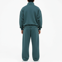 Ensemble de sweat-shirts à col zippé pour homme, couleur unie, 100% coton molletonné, vêtements décontractés, coupe régulière, col montant, manches longues, respirant, avec capuche