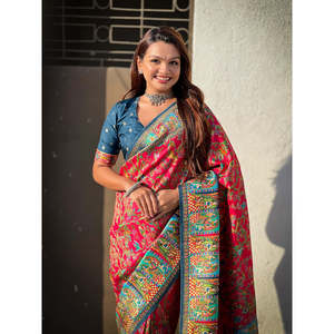 Sari Darbari Elite Weaves imprimé en rose, en pure soie viscose, collection de robes de soirée 750g - Product Image 5