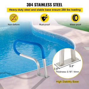 Corrimano per Piscina in Acciaio Inox 304, Capacità di Carico 250 LBS, Argento, 30x22, Ringhiera di Sicurezza per Piscina - Product Image 4