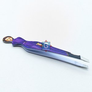 Pinzas de Acero Inoxidable de Alta Calidad con Diseño Femenino en Color Morado para Depilación de Cejas y Extensiones de Pestañas con Estilo Largo Natural - Product Image 2
