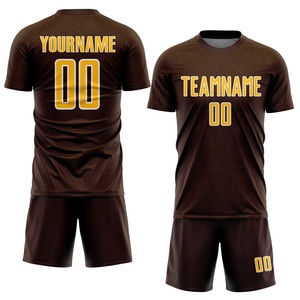 ชุดทีมฟุตบอลพรีเมียมช้อยส์ สีน้ำตาลทอง เสื้อกีฬาตาข่ายเบิร์ดอาย ระบายเหงื่อได้ดี ผู้ผลิตชุดกีฬาแบบ OEM ODM - Product Image 1