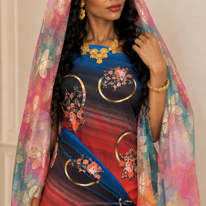 Tela Tejida Estampada Floral de Poliéster 100% Dirac Suizo Rosa de Lujo, Elegante para Bodas y Fiestas, Textil Africano - Product Image 2