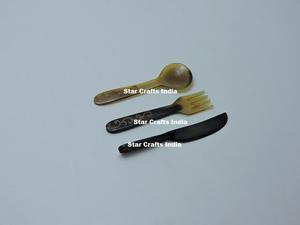 Ensemble d'ustensiles de service pour salade en corne, style américain, personnalisé, écologique, compatible lave-vaisselle, pour cuisine et salle à manger - Product Image 6