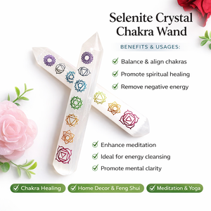 Varita de Selenita Natural Pulida, Cristal de Chakra, 7 Chakras Grabados, Energía Curativa, Limpieza, Meditación, Masaje - Product Image 2