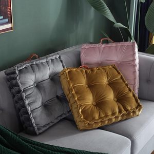 Square Woven Velvet Eco-Friendly <b>Chair</b> Seat Cushion Polyester Cover Cotton Filled Customizable Quilted <b>Pads</b> Ties Home Hotel - Product Image 1