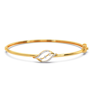 Elegante Brazalete Articulado con Motivo de Hoja Abierta y Diamante Flotante en el Centro - Product Image 2