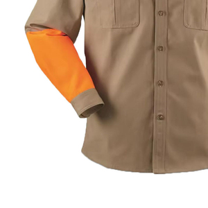 Chemise de travail à manches longues pour homme, à blocs de couleur, boutonnée, orange et marron, pour l'extérieur - Product Image 6