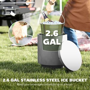 Table d'appoint extérieure gris clair 2,6 gallons, table de bar 3-en-1 en béton avec glacière, seau à glace amovible et couvercle - Product Image 5