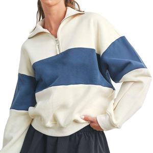 Sudadera de cuello redondo con relieve personalizado, estilo streetwear, nueva llegada OEM, holgada y cómoda para mujer. - Product Image 1