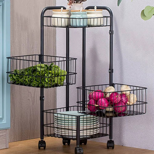 Chariot de rangement en métal pour cuisine avec structure robuste et étagères multifonctions - Product Image 1