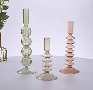 Juego de Portavelas Cónicos de Vidrio de Borosilicato Acanalado Estilo Nórdico, Hechos a Mano, Decoración Navideña para el Hogar, Alta Calidad, Resistentes al Calor - Product Image 2