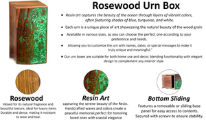 Handmade Rosewood Cremation Urn Green Floral Inlay <b>Memorial</b> <b>Box</b> for human and pets ashes - Product Image 5