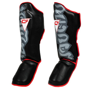 Protège-tibias Caprio personnalisés en cuir PU noir, antidérapants, protection professionnelle pour Muay Thai, Kickboxing, MMA, entraînement de boxe, OEM - Product Image 2