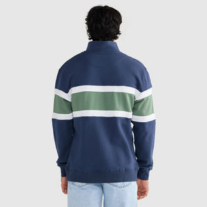Sweat-shirt pour homme personnalisé à épaules tombantes, coupe oversize, triple panneau, quart de zip, color block, coupe ample - Product Image 4