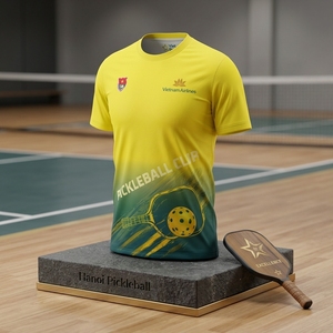 เสื้อปิ๊กเกิลบอลเวียดนามแอร์ไลน์พิมพ์ลายระบายความชื้นได้ดี ชุดกีฬาโพลีเอสเตอร์แขนสั้นสำหรับทั้งชายและหญิง - Product Image 3