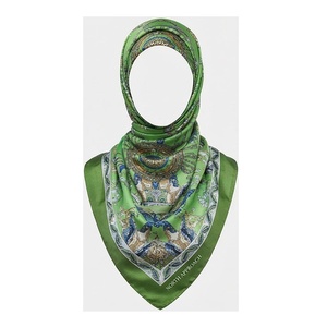 Pañuelo de Seda Cuadrado para Mujer NORTH APPROACH, Estampado Floral Verde, Elegante Accesorio de Moda Multifuncional para Todas las Temporadas - Product Image 1
