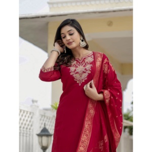 Conjunto de traje Kurti elegante para mujer con pantalón recto y dupatta - Product Image 3