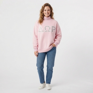 Sweat-shirt oversize pour femme à col montant avec applique florale et lettre AO, en coton tricoté violet, pour un look décontracté d'automne - Product Image 2