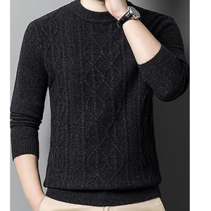 Pull en maille à col rond pour homme, coupe ajustée moderne, manches longues, tissu extensible doux, coupe confortable pour un usage décontracté ou professionnel - Product Image 4