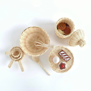 Kitchen utensil toy for child handmade rattan <b>baking</b> play <b>set</b> mini measuring cup toys wholesale - Product Image 5