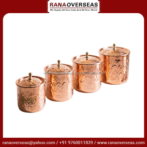 High Quality Latest Design Pure Copper 4 Piece Container <b>Set</b> Luxurious Storage Solution for <b>Tea</b> <b>Coffee</b> & <b>Sugar</b> in Assorted Sizes - Product Image 3