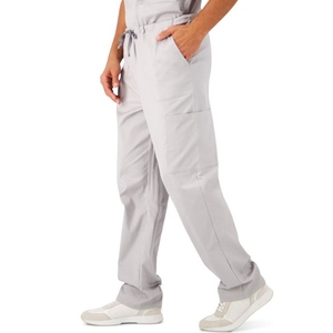 Ensemble de blouses médicales pour hommes gris clair, col en V, manches courtes, uniforme en coton et polyester tissé, vêtements d'hôpital - Product Image 2