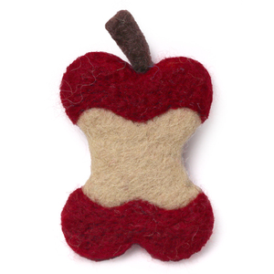 Handmade Wool Felt Apple Core Figurine | Eco-Friendly Felted Fruit Educational Toy for Kids | Quirky Kitchen Decor - Product Image 1