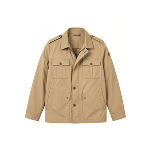 <b>Men's</b> Khaki Safari <b>Jacket</b> Embroidered Summer Multi-Pocket Front Lightweight Casual <b>Utility</b> Coat Outdoor Travel Field - Product Image 1